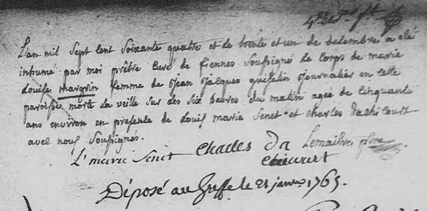 Décès 1764